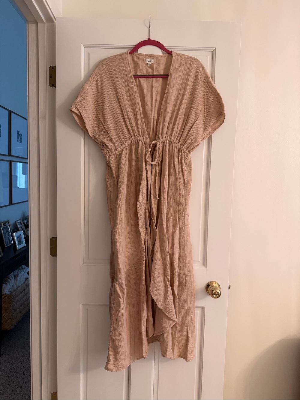 aerie Beige/Tan Lightweight Swim Coverup Caftan